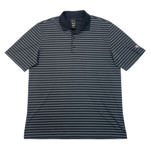 Greg Norman Polo Shirt Mens XL Extra Large Black Gray PlayDry ML75 Striped